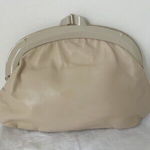 Beige Leather clutch